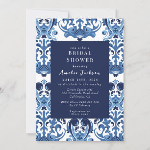 Something blue chinoiserie pattern Bridal shower Invitation
