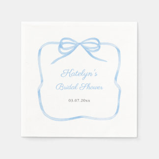 Something Blue Coquette Bow Bridal Shower Party Napkin