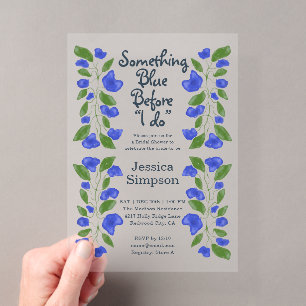 Something Blue Cute Garden Floral Bridal Shower Acrylic Invitations