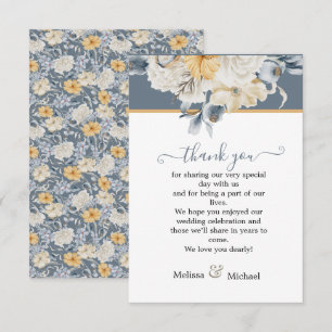 SOMETHING BLUE  Dusky Floral Wedding Thank You Card