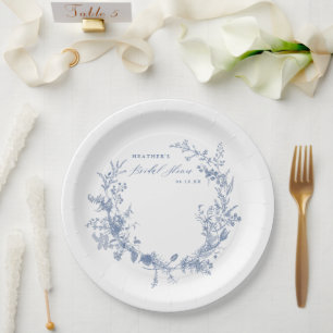 Something Blue Dusty Blue Bridal Shower Paper Plate