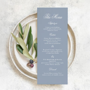 Something Blue Dusty Blue Elegant Wedding Menu Invitation