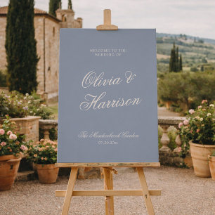 Something Blue Dusty Blue Elegant Welcome Sign