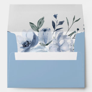 Something Blue Dusty Blue Flowers Bridal Shower  Envelope