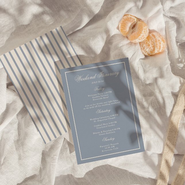 Something Blue Dusty Blue Wedding Itinerary Card (Creator Uploaded)