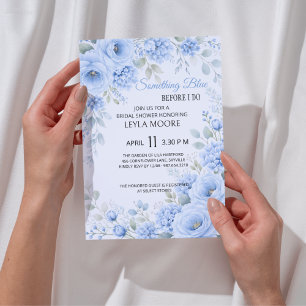 Something Blue Dusty Floral Bridal Shower Invitation