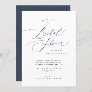 Something Blue Elegant Calligraphy Bridal Shower Invitation