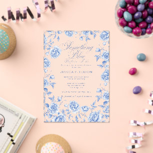 Something Blue Elegant Chinoiserie Bridal Shower Acrylic Invitations