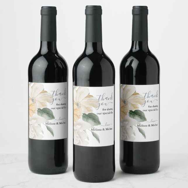 SOMETHING BLUE - Elegant Floral Wedding  Wine Label (Bottles)