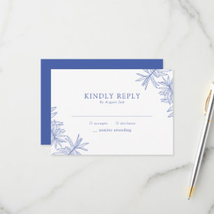 Something Blue Elegant Minimalist Botanical  RSVP Card