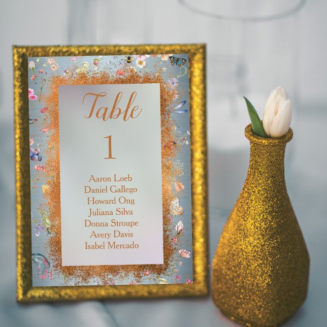 Something Blue Elegant Wildflower Wedding Table Number (Creator Uploaded)