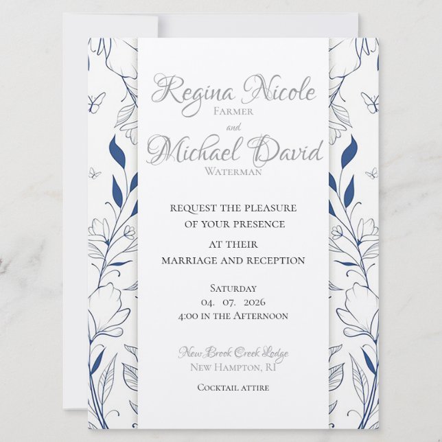 Something Blue Flat Wedding Invitation (Front)