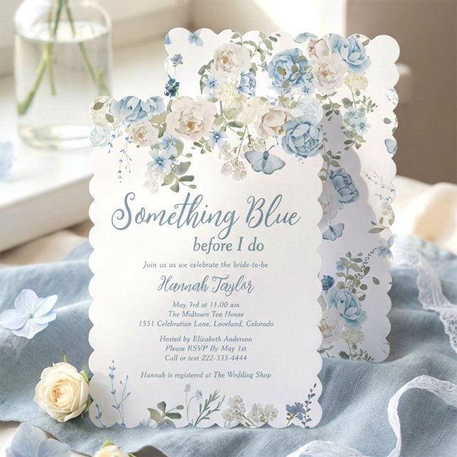 Something Blue Floral Before I Do Bridal Shower Invitation (Creator Uploaded)