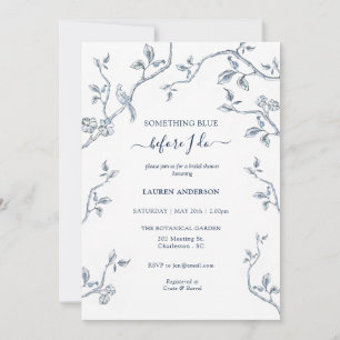 Something Blue Floral Blue Bridal Shower Invitation