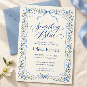 Something Blue Floral Bow Bridal Shower Invitation