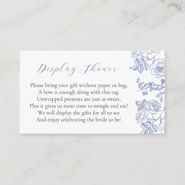 Something Blue Floral Bridal Display Shower Enclosure Card (Front)