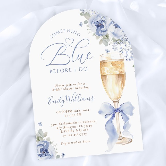 Something Blue Floral Bridal Shower Arched Invitation (Creator Uploaded)