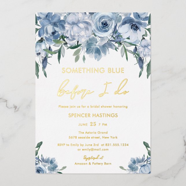 Something Blue Floral Bridal Shower Gold (Front)