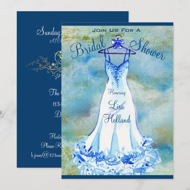 Something Blue Floral - Bridal Shower Invitation (Front/Back)