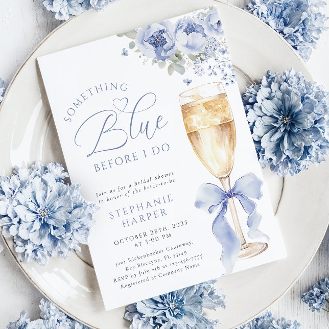 Something Blue Floral Bridal Shower Invitation (Creator Uploaded)