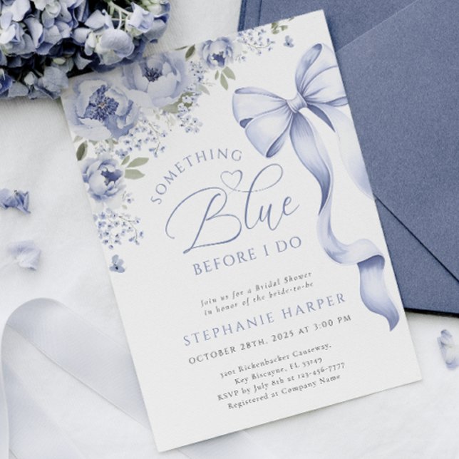 Something Blue Floral Bridal Shower Invitation (Creator Uploaded)