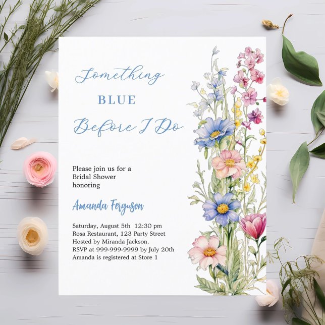Something blue floral Bridal Shower invitation (Creator Uploaded)
