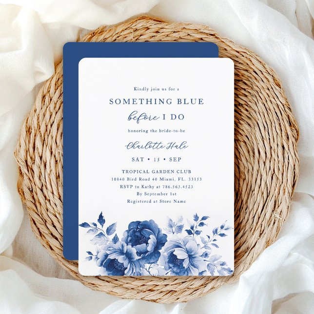 Something Blue Floral Bridal Shower Invitation (Creator Uploaded)