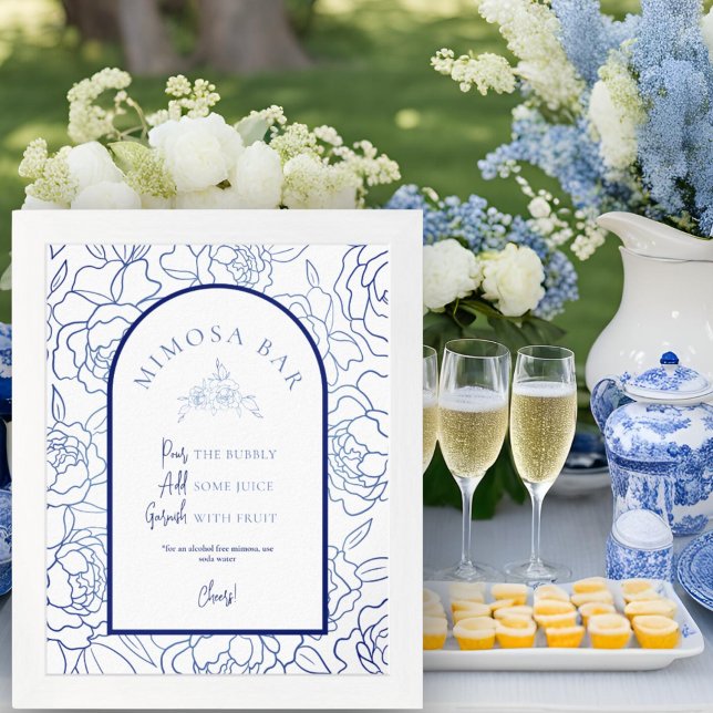 Something Blue Floral Bridal Shower Mimosa Bar Poster (Creator Uploaded)