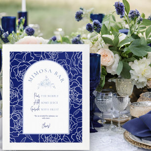 Something Blue Floral Bridal Shower Mimosa Bar Poster