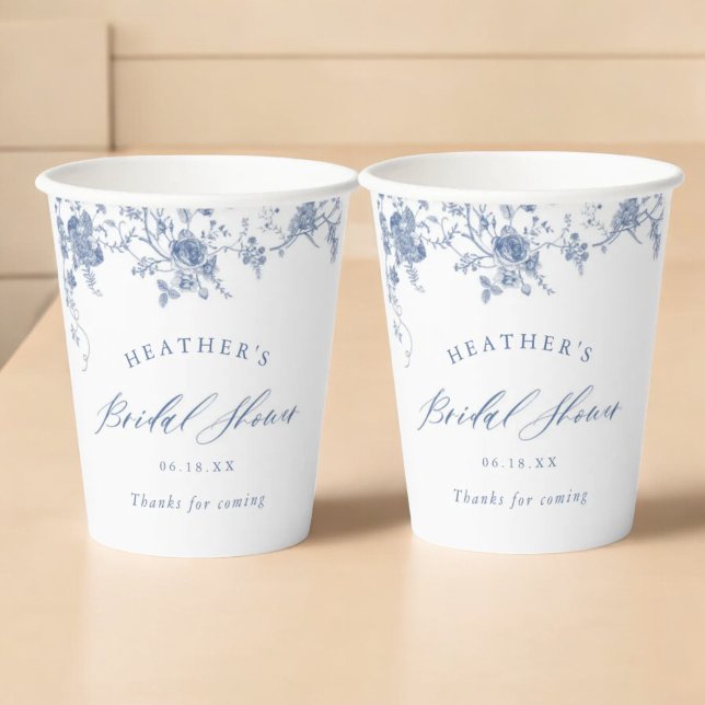 Something Blue Floral Bridal Shower Paper Cups (Creator Uploaded)