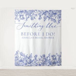 Something Blue Floral Bridal Shower Photo Backdrop Tapestry