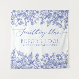 Something Blue Floral Bridal Shower Photo Backdrop Tapestry