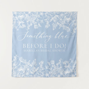 Something Blue Floral Bridal Shower Photo Backdrop Tapestry