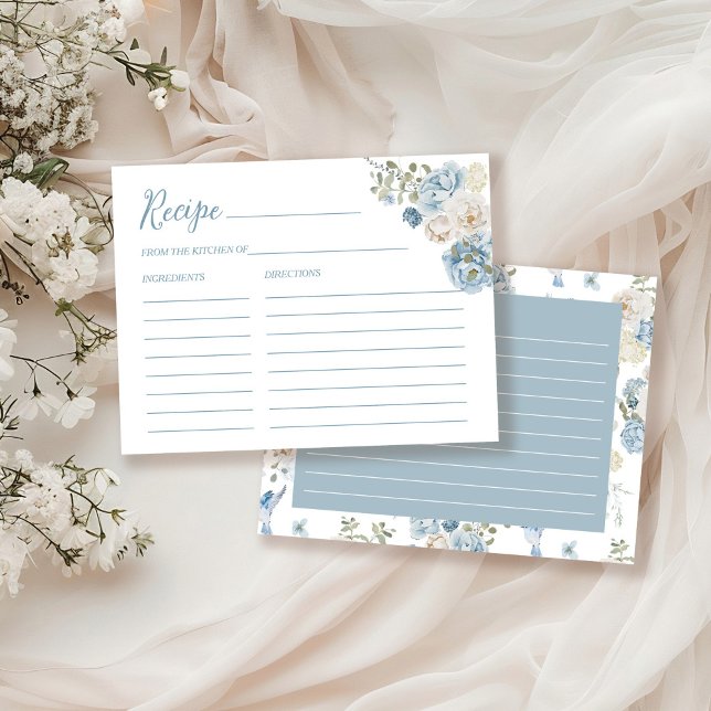 Something Blue Floral Bridal Shower Recipe Card (Creator Uploaded)