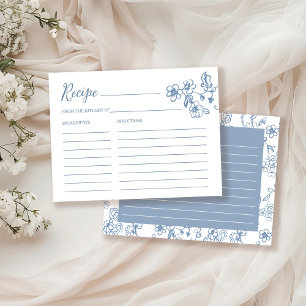 Something Blue Floral Bridal Shower Recipe Card