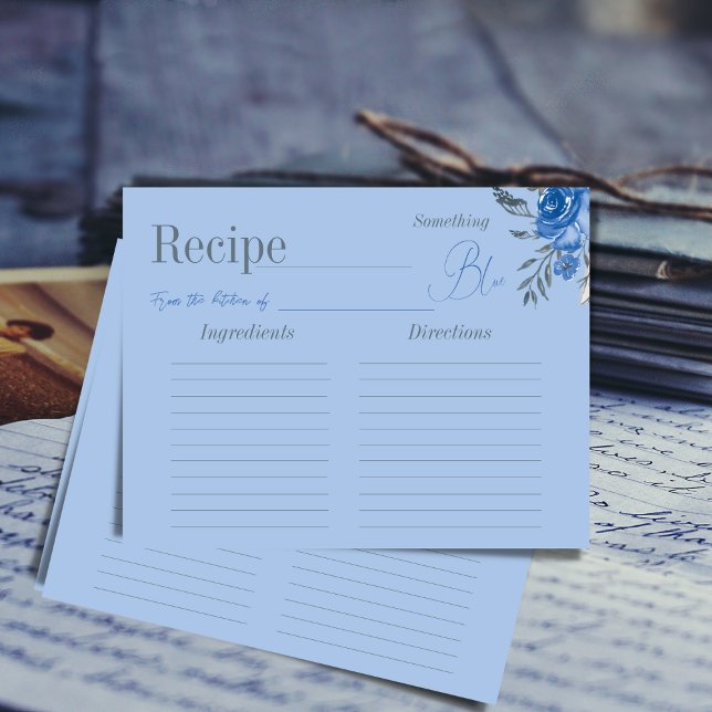 Something Blue Floral Bridal Shower Recipe Card (Creator Uploaded)
