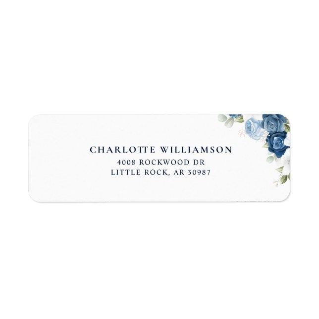 Something Blue Floral Bridal Shower Return Address (Front)