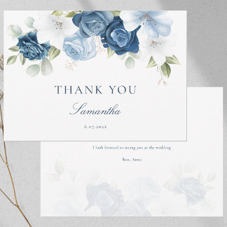 Something Blue Floral Bridal Shower Thank You Card