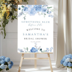 Something Blue Floral Bridal Shower Welcome Sign