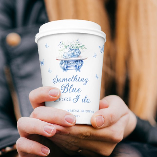Something Blue Floral Chinoiserie Bridal Shower Paper Cups (Creator Uploaded)