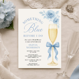 Something Blue Floral Coquette Bow Bridal Shower  Invitation