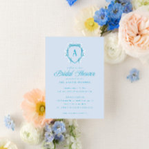 Something Blue Floral Crest Monogram Bridal Shower