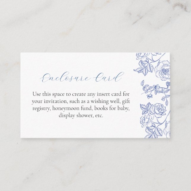 Something Blue Floral Custom Enclosure Card (Front)