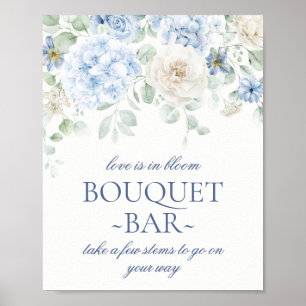 Something Blue Floral Hydrangea Bridal Bouquet Bar Poster