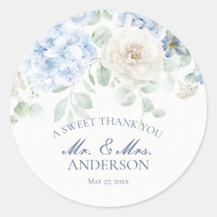 Something Blue Floral Hydrangea Wedding Circle Classic Round Sticker