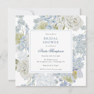 Something Blue Floral Ribbon Bridal Shower Invitation