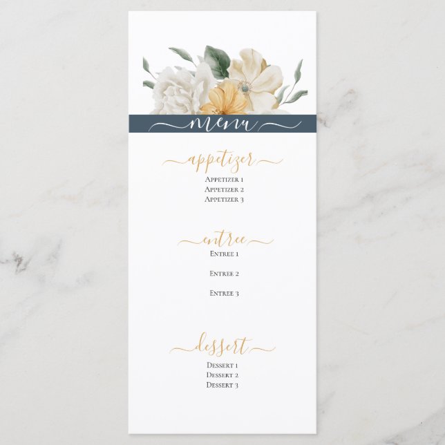 SOMETHING BLUE FLORAL  WEDDING MENU (Front)