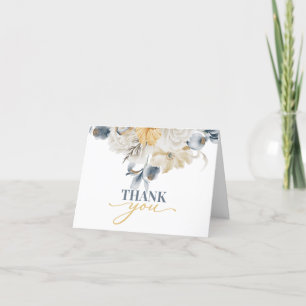 SOMETHING BLUE - FLORAL WEDDING  Script Thank You  Card