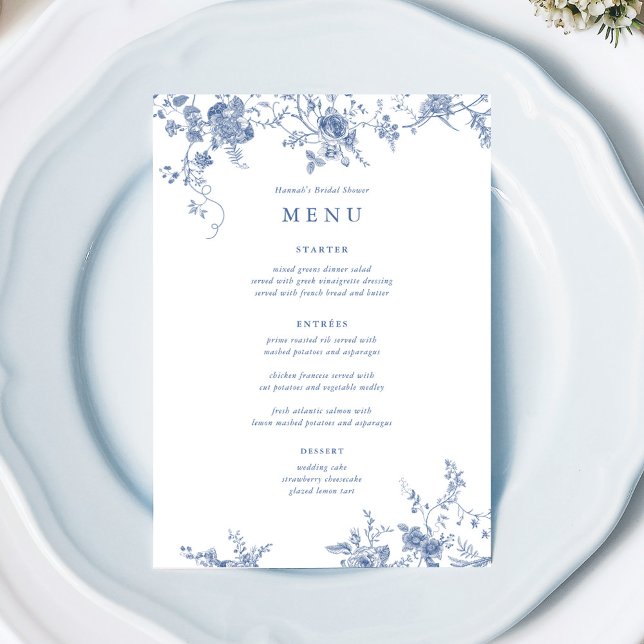 Something Blue Floral Wedding Table Menu Cards (Creator Uploaded)