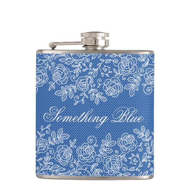 Something Blue for the Bride Personalise Hip Flask (Front)